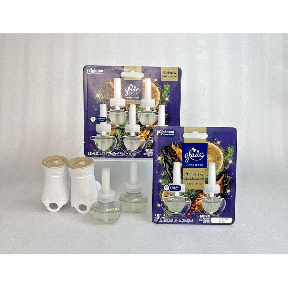 9 Glade Scented Oil Refills & 2 Plug In - Embers & Sandalwood Limited Edition